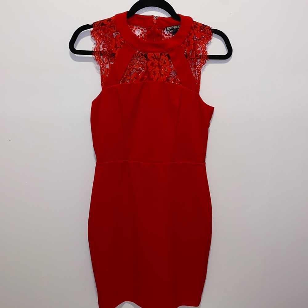 Red lace dress
